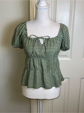 MADEWELL Omaha Gingham Top With Puff Sleeves